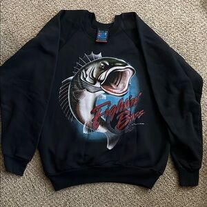 Vintage Fighting Bass Crewneck Sweatshirt Size Large